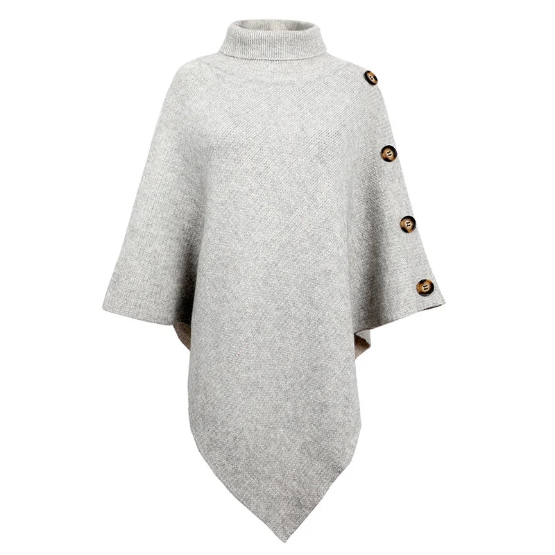 Poncho Col Roulé Manches Chauve-Souris Asymétrique