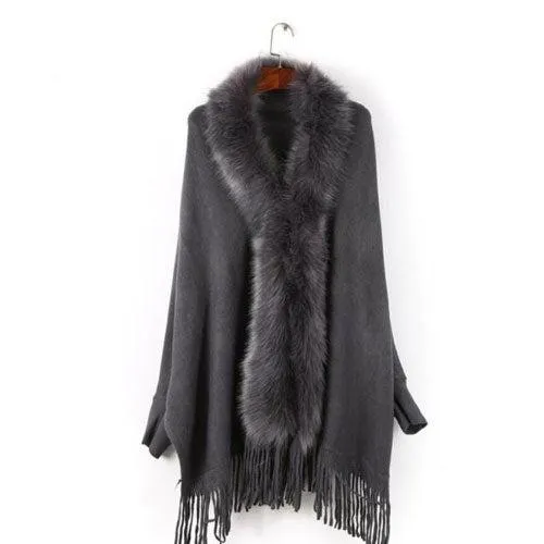Pull Fourrure Poncho Coton