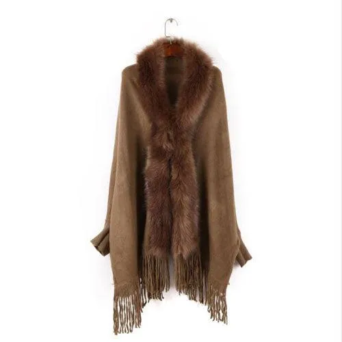 Pull Fourrure Poncho Coton