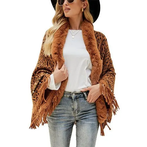 Poncho Léopard Femme Cachemire