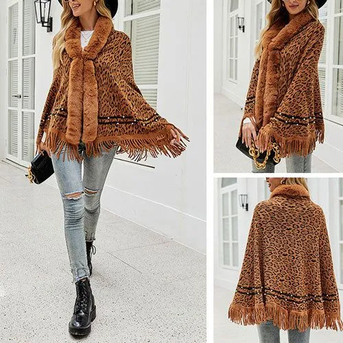 Poncho Léopard Femme Cachemire