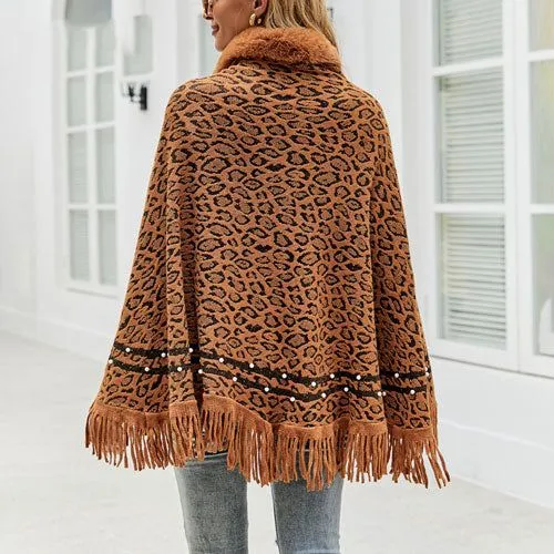 Poncho Léopard Femme Cachemire