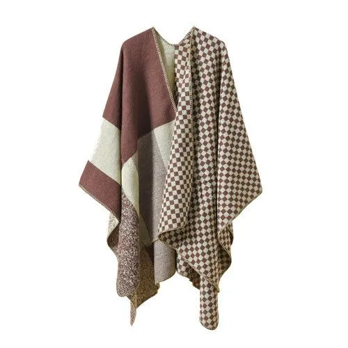 Poncho Cachemire Carreaux