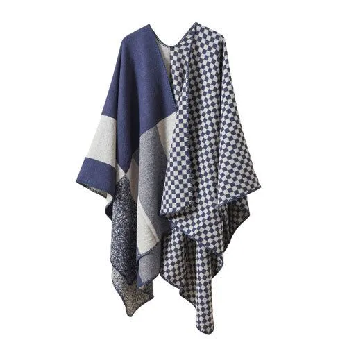 Poncho Cachemire Carreaux