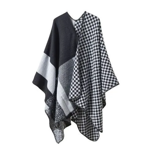 Poncho Cachemire Carreaux