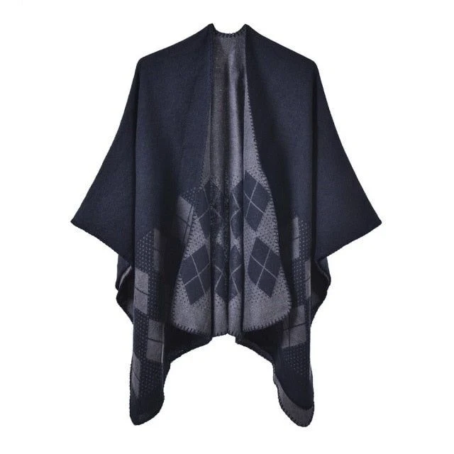 Poncho Carreaux-Coton Femme