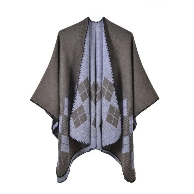 Poncho Carreaux-Coton Femme