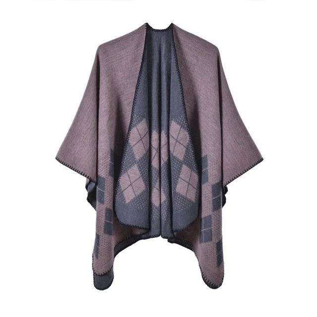 Poncho Carreaux-Coton Femme