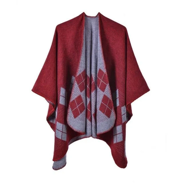 Poncho Carreaux-Coton Femme