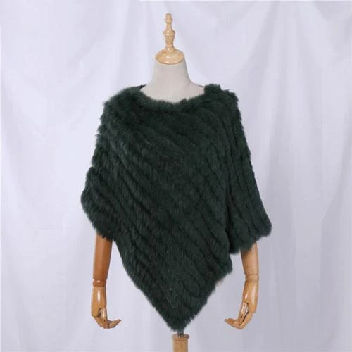 Poncho Rayée-Fourrure Femme
