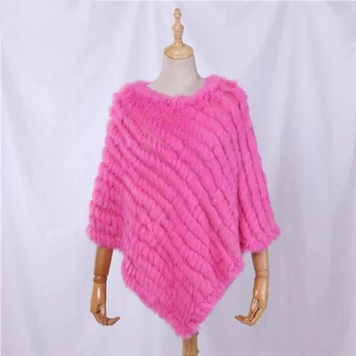 Poncho Rayée-Fourrure Femme