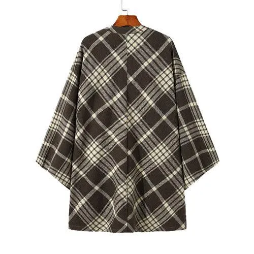 Poncho Carreaux Homme Fin
