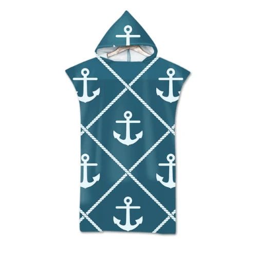 Poncho Bleu Plage Capuche