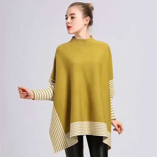 Poncho Rayures Femme Cachemire