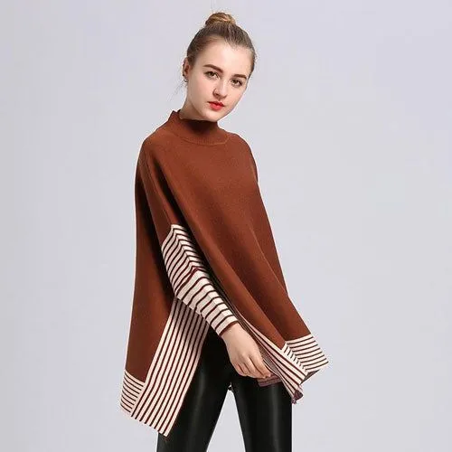 Poncho Rayures Femme Cachemire