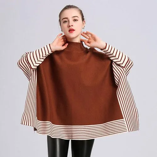 Poncho Rayures Femme Cachemire