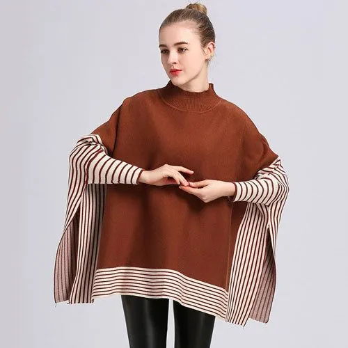 Poncho Rayures Femme Cachemire