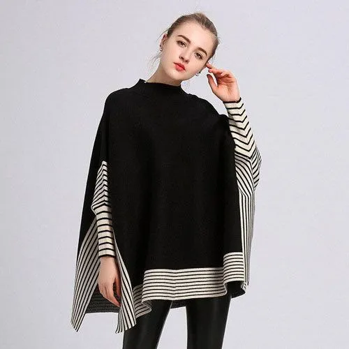 Poncho Rayures Femme Cachemire