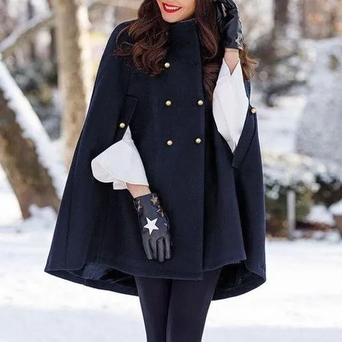 Poncho Manteau-Boutons Femme