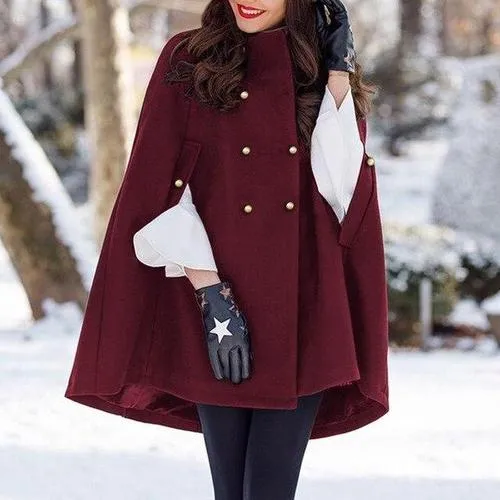 Poncho Manteau-Boutons Femme