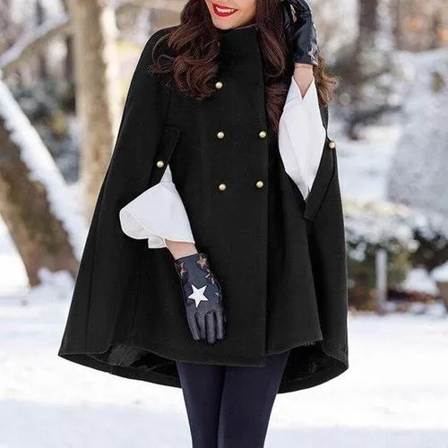 Poncho Manteau-Boutons Femme
