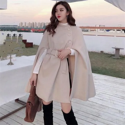 Poncho Ceinture Femme Long
