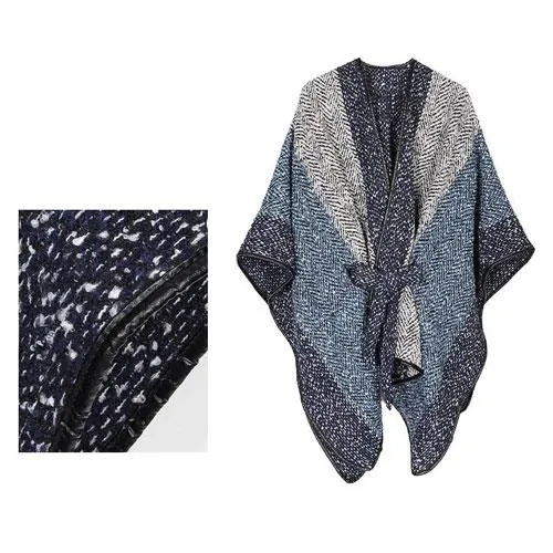 Poncho Laine-Motifs Femme Cachemire