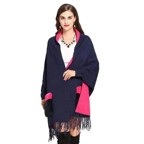 Poncho Poches-Fourrure Femme