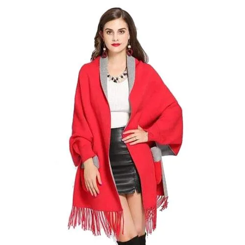 Poncho Poches-Fourrure Femme