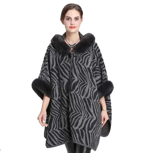 Poncho Fourrure-Col Femme