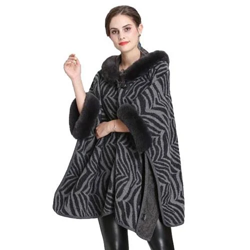 Poncho Fourrure-Col Femme