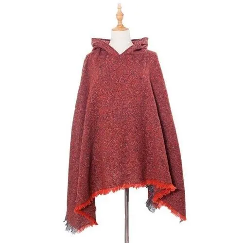 Poncho Chiné-Long Femme