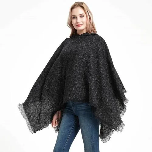 Poncho Chiné-Long Femme