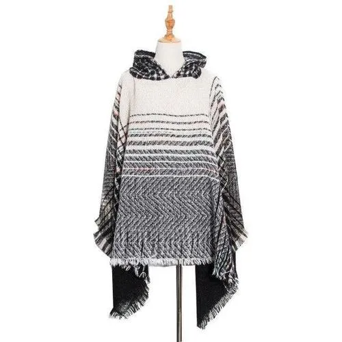 Poncho Rayures-Fin Femme