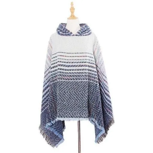Poncho Rayures-Fin Femme
