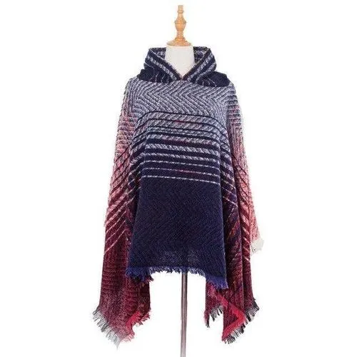 Poncho Rayures-Fin Femme