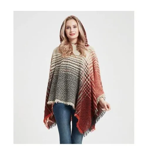 Poncho Rayures-Fin Femme
