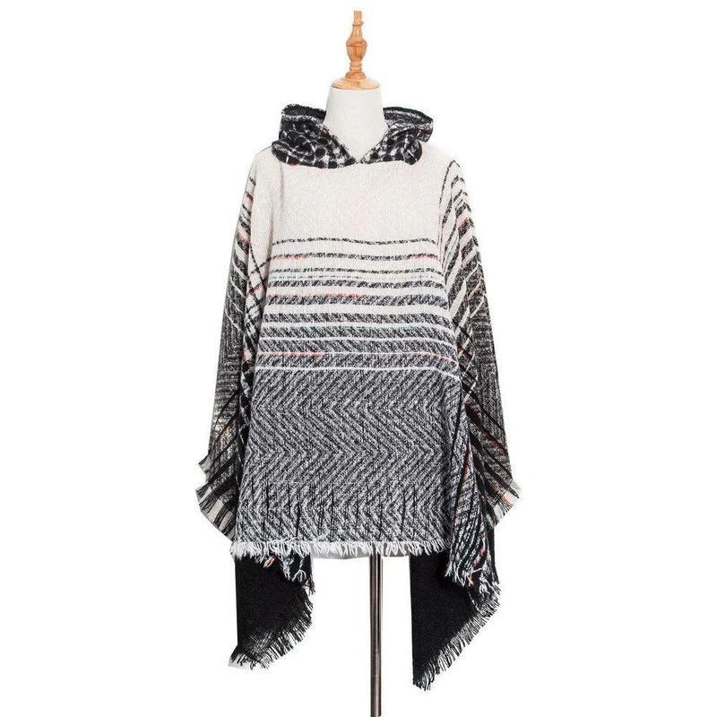 Poncho Rayures-Fin Femme