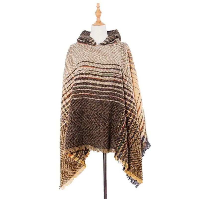 Poncho Rayures-Fin Femme
