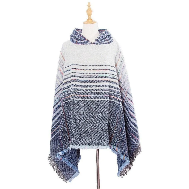 Poncho Rayures-Fin Femme