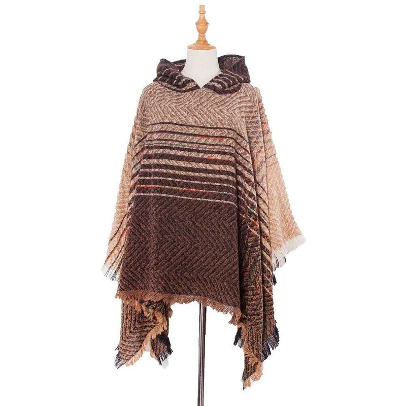 Poncho Rayures-Fin Femme
