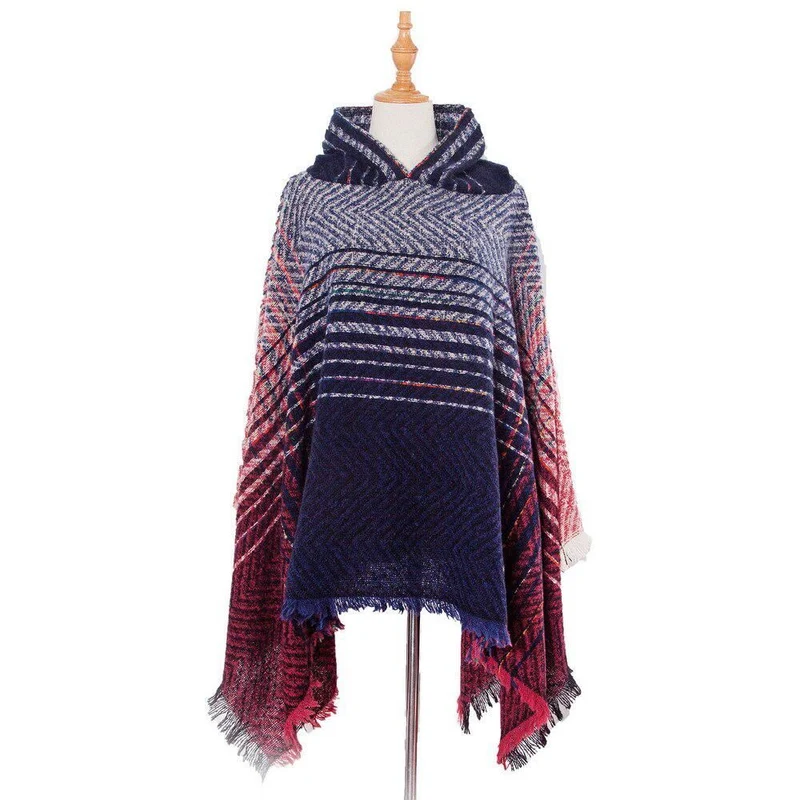 Poncho Rayures-Fin Femme