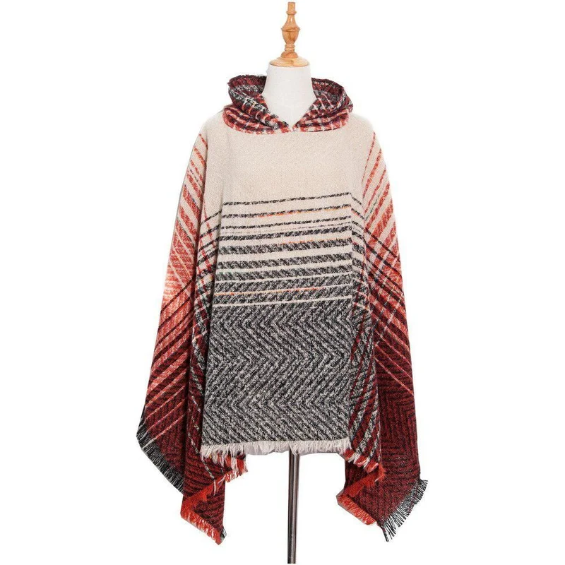 Poncho Rayures-Fin Femme