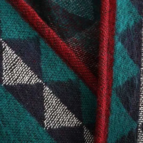 Poncho Ethnique-Frange Femme