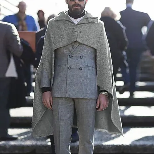 Cape poncho homme manches longues