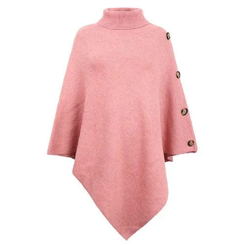 Poncho Roulé Boutons Col
