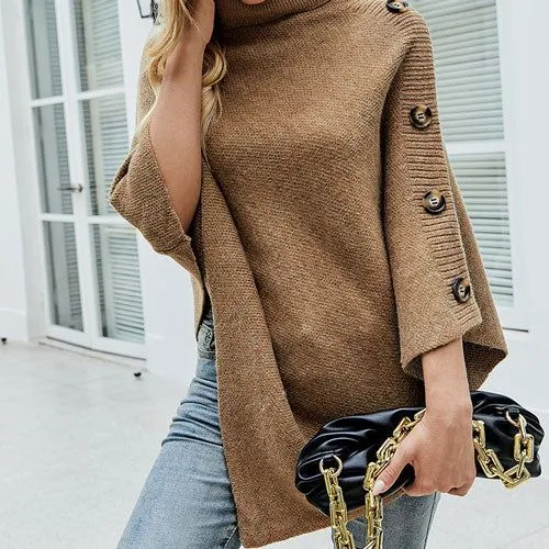 Poncho Roulé Boutons Col