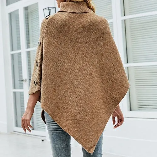 Poncho Roulé Boutons Col