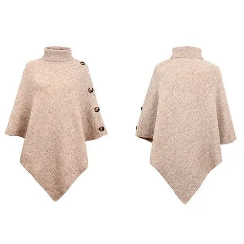 Poncho Roulé Boutons Col