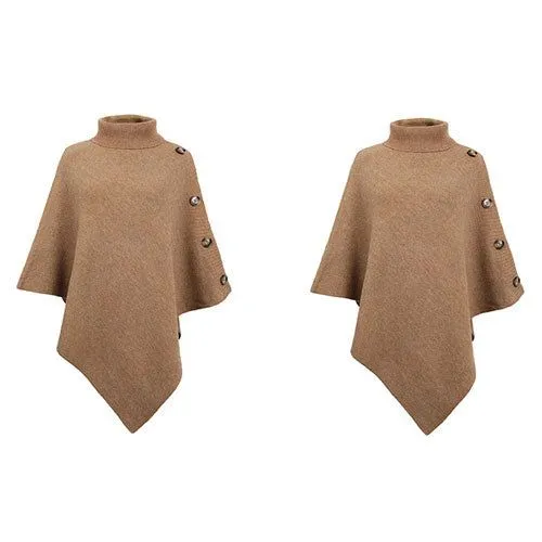 Poncho Roulé Boutons Col